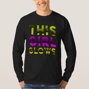 This Girl Glows party 80s vintage retro colourful  T-Shirt