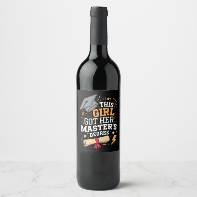 This Girl Got Her Master's Degree Graduation Wine Label (Front)