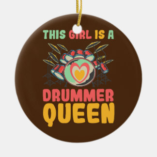 This Girl Is A Drummer Queen  Ceramic Tree Decoration