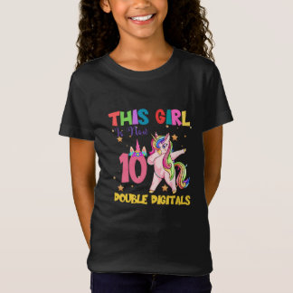 This Girl Is Now 10 double digits-10th Birthday T-Shirt