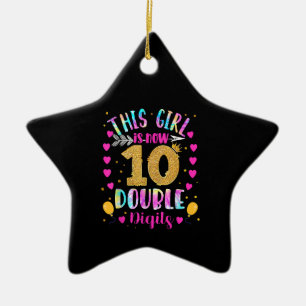 This Girl Is Now 10 Double Digits Tie Dye Ceramic Tree Decoration