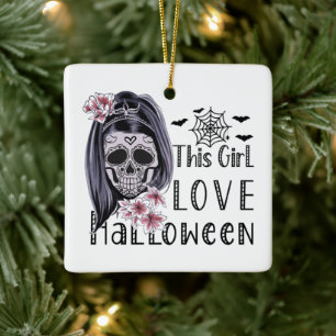 This Girl Love Halloween Ceramic Ornament