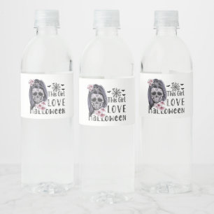 This Girl Love Halloween Water Bottle Label