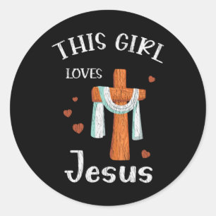 This Girl Love Jesus Teens Kids Women Christian Classic Round Sticker