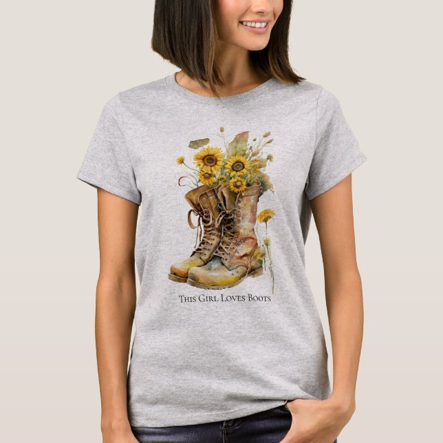 This Girl Loves Boots Sunflowers & Boots Women's T-Shirt (Front)