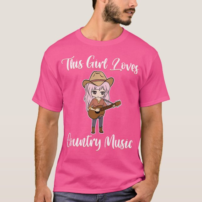 This Girl Loves Country Music Band Acoustic Guitar T-Shirt (Front)