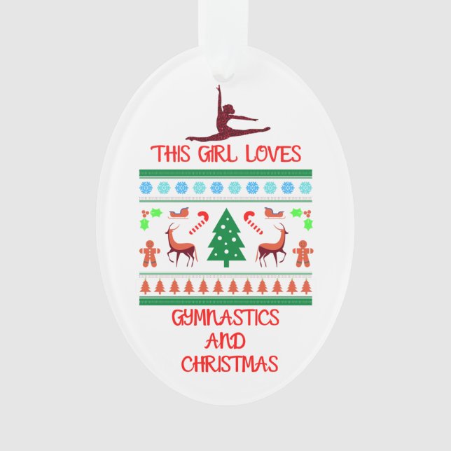 This Girl Loves Gymnastics and Christmas Ornament (Front)