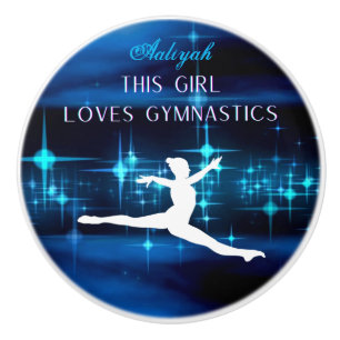 This Girl Loves Gymnastics Black, Blue, White Ceramic Knob