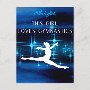 This Girl Loves Gymnastics Black, Blue, White Postcard