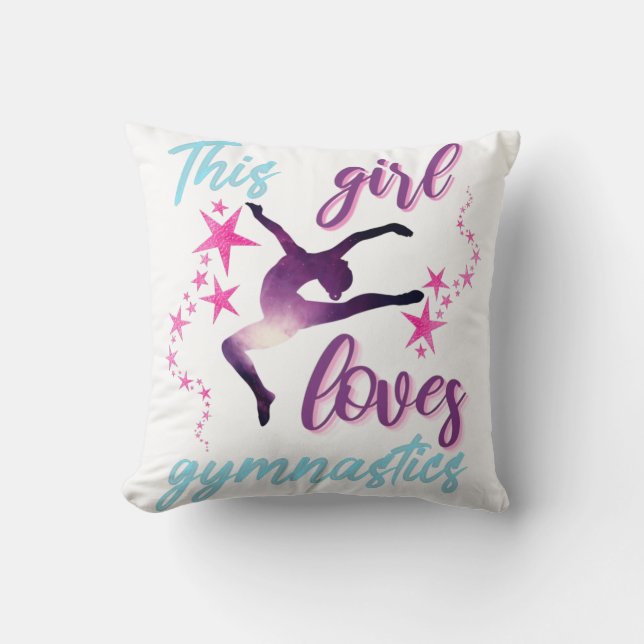 This Girl Loves Gymnastics Stars Leap Cushion (Front)