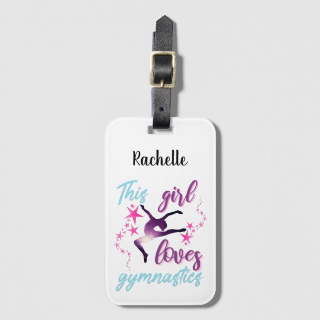 This Girl Loves Gymnastics Stars Leap Luggage Tag (Front Vertical)