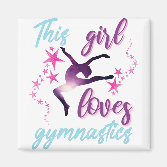 This Girl Loves Gymnastics Stars Leap Magnet (Front)