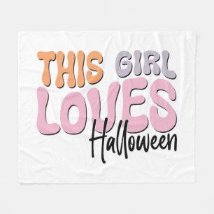 This Girl Loves Halloween Fleece Blanket