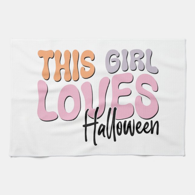 This Girl Loves Halloween Tea Towel (Horizontal)