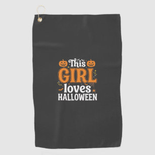This Girl Loves Halloween Typography SVG Design_1 Golf Towel