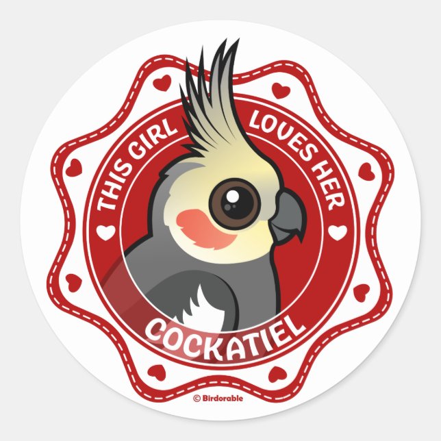 This Girl Loves Her Cockatiel Classic Round Sticker (Front)