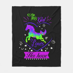 This Girl Loves Her Horse Purple Fleece Blanket
