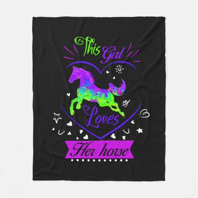 This Girl Loves Her Horse Purple   Fleece Blanket (Front)