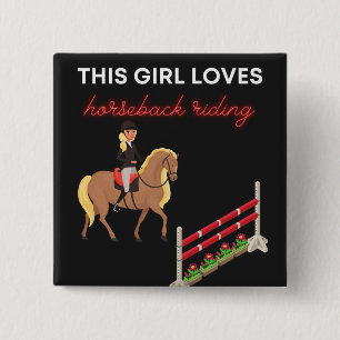 This Girl Loves Horseback Riding 15 Cm Square Badge