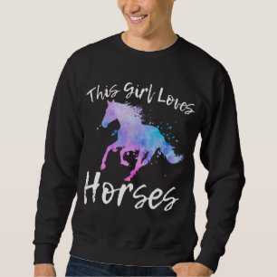 THIS GIRL LOVES HORSES Equestrian Riding Teen Girl Sweatshirt