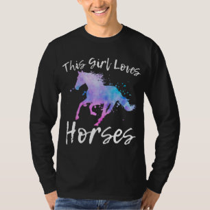 THIS GIRL LOVES HORSES Equestrian Riding Teen Girl T-Shirt