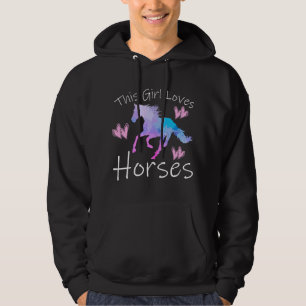 THIS GIRL LOVES HORSES Horseback Riding Equestrian Hoodie