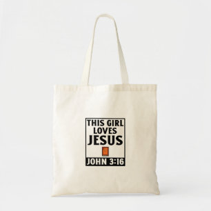 This girl loves jesus  christian religious faith b tote bag