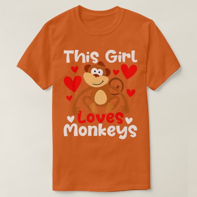 This Girl Loves Monkeys Safari Zoo Animal Primate  T-Shirt (Design Front)