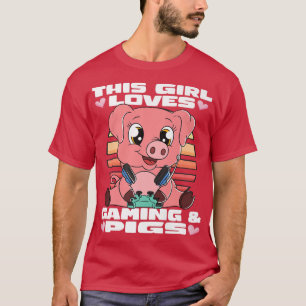 This Girl Loves Pigs And Gaming Pig Gamer Premium  T-Shirt