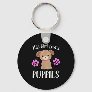 This Girl Loves Puppies Funny Quote Cute Puppy Dog Key Ring