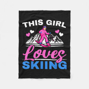 This Girl Loves Skiing Skier Ski Winter Sport Snow Fleece Blanket
