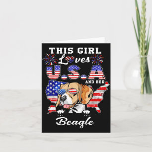 This Girl Loves USA and Dog 4th of July Beagle Card