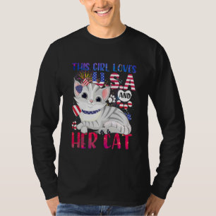This Girl Loves Usa And Her Cat 4th Of July T-Shirt