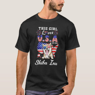 This Girl Loves Usa And Her Dog 4th Of July Shiba T-Shirt