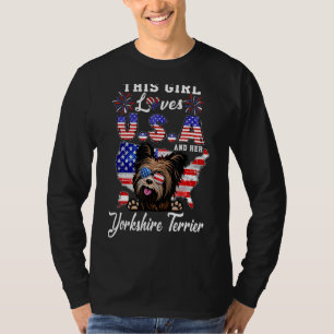 This Girl Loves Usa Her Dog 4th Of July Yorkshire T-Shirt