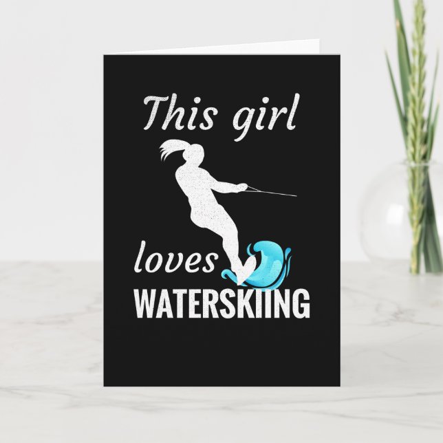 This Girl Loves Waterskiing | Water Ski Gifts Card (Front)