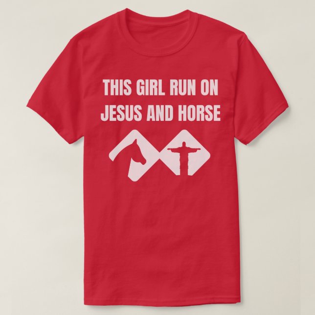 This Girl Run On Jesus And Horse Women Christian T-Shirt (Design Front)