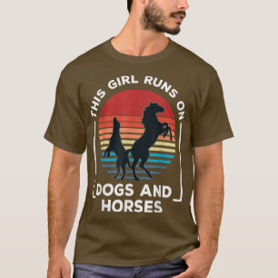 This Girl Runs On Dogs And Horses Riding Retro Vin T-Shirt