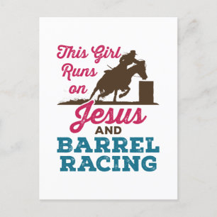 This Girl Runs on Jesus and Barrel Racing Postcard