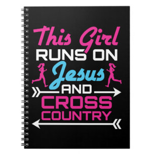 This Girl Runs on Jesus and Cross Country Cute Notebook