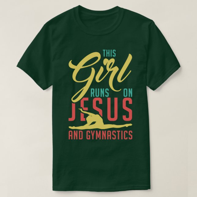 This Girl Runs On Jesus And Gymnastics Gymnast Wom T-Shirt (Design Front)