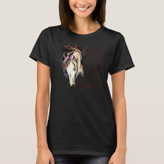 This Girl Runs On Jesus And Horses Horse Riding T-Shirt