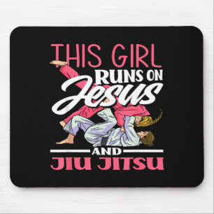 This Girl Runs On Jesus And Jiu Jitsu Mouse Pad