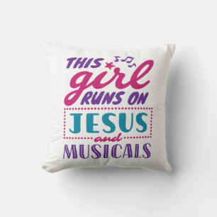 This Girl Runs on Jesus and Musicals Cushion