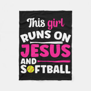 This Girl Runs On Jesus And Softll Christian Athle Fleece Blanket