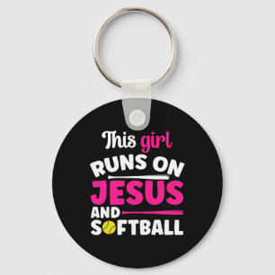 This Girl Runs On Jesus And Softll Christian Athle Key Ring