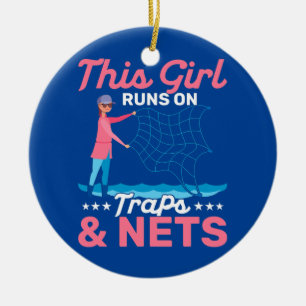 This Girl Runs on Traps Nets Scientist Marine Ceramic Tree Decoration