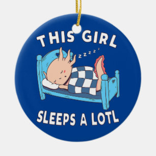 This Girl Sleeps A Lotl Axolotl Pyjama Napping  Ceramic Tree Decoration