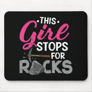 This Girl Stops For Rocks  Rock Collector Geode Hu Mouse Pad
