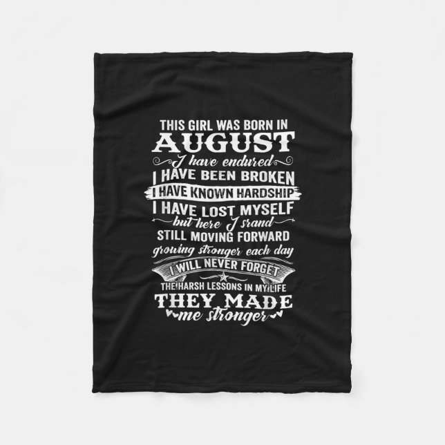 This Girl Was Born In August Birthday Gift Fleece Blanket (Front)